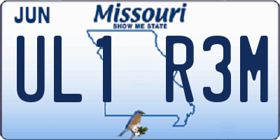 MO license plate UL1R3M