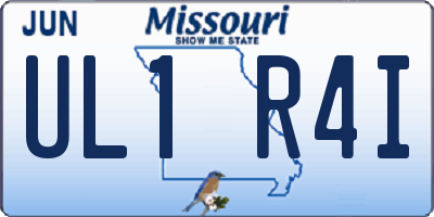 MO license plate UL1R4I