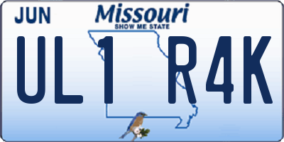 MO license plate UL1R4K