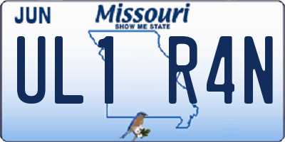 MO license plate UL1R4N