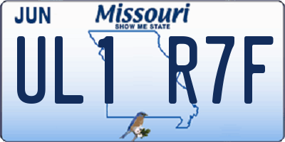 MO license plate UL1R7F
