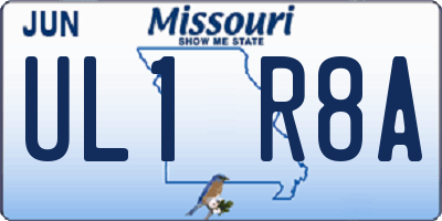 MO license plate UL1R8A