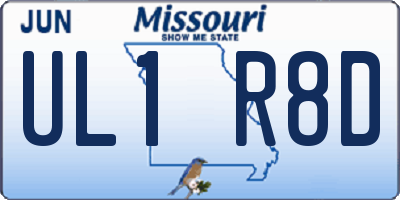 MO license plate UL1R8D