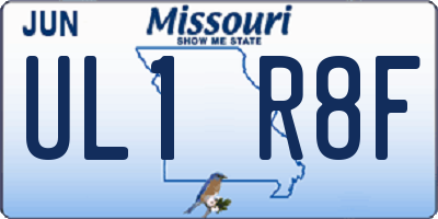 MO license plate UL1R8F