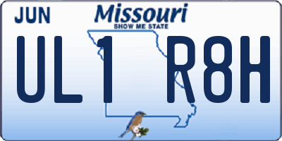 MO license plate UL1R8H