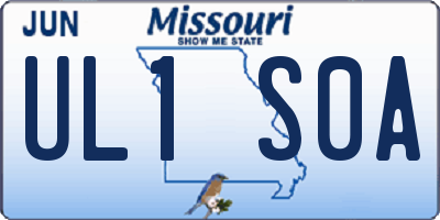 MO license plate UL1S0A