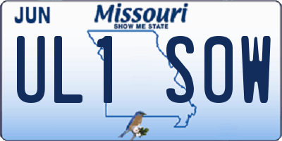 MO license plate UL1S0W