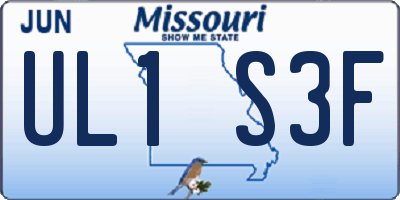 MO license plate UL1S3F