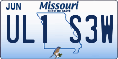 MO license plate UL1S3W