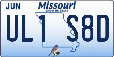 MO license plate UL1S8D