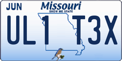 MO license plate UL1T3X