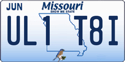MO license plate UL1T8I