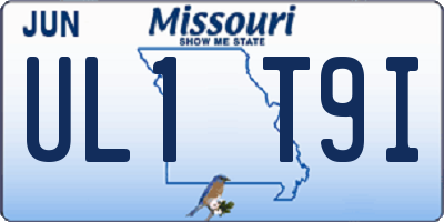 MO license plate UL1T9I
