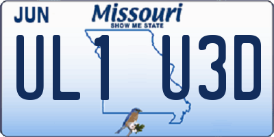 MO license plate UL1U3D