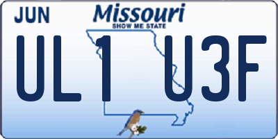 MO license plate UL1U3F