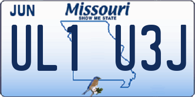 MO license plate UL1U3J