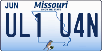 MO license plate UL1U4N