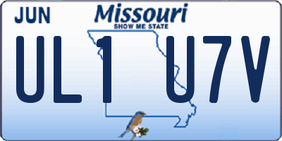 MO license plate UL1U7V