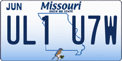 MO license plate UL1U7W