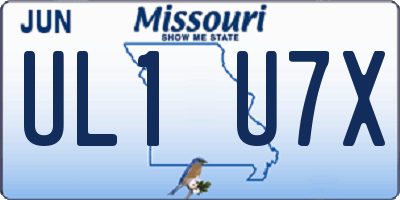 MO license plate UL1U7X