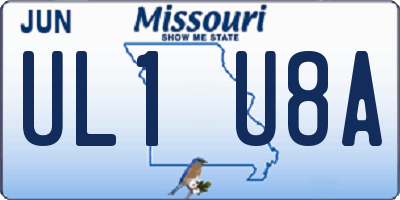 MO license plate UL1U8A