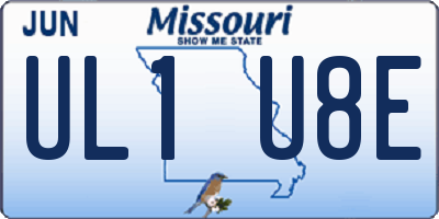 MO license plate UL1U8E
