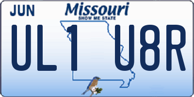 MO license plate UL1U8R
