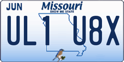 MO license plate UL1U8X
