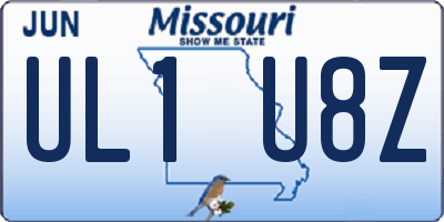 MO license plate UL1U8Z