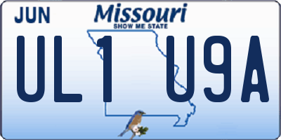 MO license plate UL1U9A
