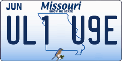 MO license plate UL1U9E