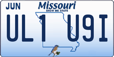 MO license plate UL1U9I