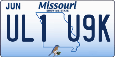 MO license plate UL1U9K