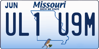 MO license plate UL1U9M
