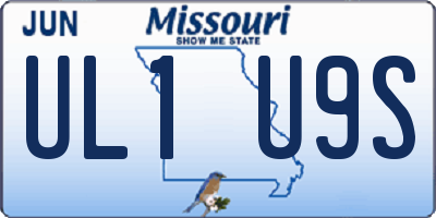 MO license plate UL1U9S