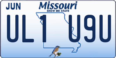 MO license plate UL1U9U