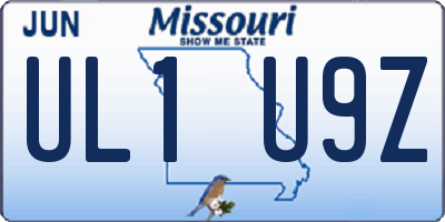 MO license plate UL1U9Z