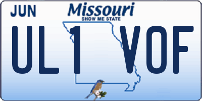 MO license plate UL1V0F