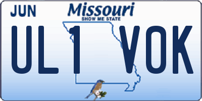 MO license plate UL1V0K