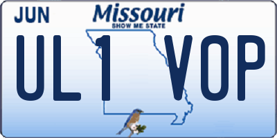 MO license plate UL1V0P