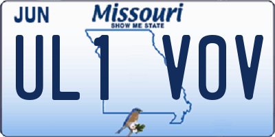 MO license plate UL1V0V