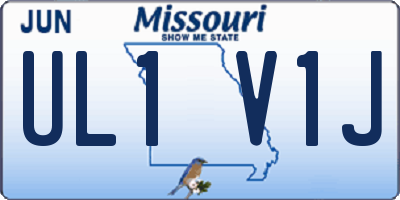 MO license plate UL1V1J