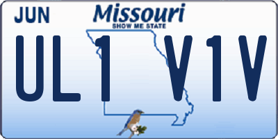 MO license plate UL1V1V