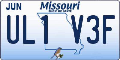 MO license plate UL1V3F