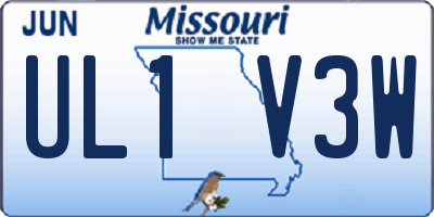 MO license plate UL1V3W