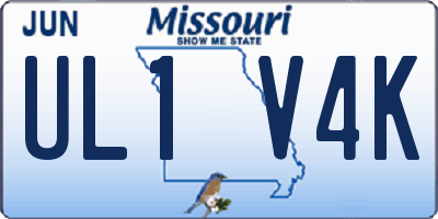 MO license plate UL1V4K