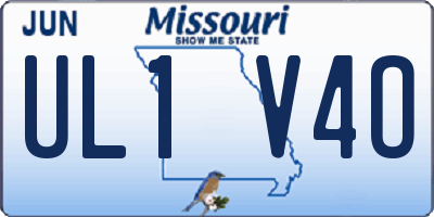 MO license plate UL1V4O