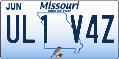 MO license plate UL1V4Z