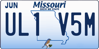 MO license plate UL1V5M