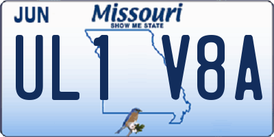 MO license plate UL1V8A